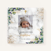 ゲストブックバプテスマ写真大理石ユーカリ ノートブック (正面)