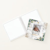 ゲストブックバプテスマ写真大理石ユーカリ ノートブック (内部)