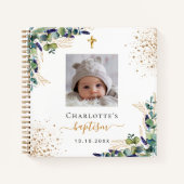 ゲストブックバプテスマ写真eucalyptus緑 ノートブック (正面)