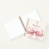 ゲストブックバプテスマ赤面ピンクボウクリーム ノートブック (内部)