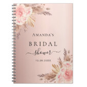 ゲストブックバラ金ゴールド花模様パンパブライダルシャワー ノートブック (正面)
