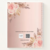 ゲストブックバラ金ゴールド花模様パンパブライダルシャワー ノートブック (裏面)