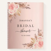 ゲストブックバラ金ゴールド花模様パンパブライダルシャワー ノートブック (正面)