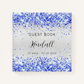 ゲストブックバースデーシルバーブルー王室のグリッター ノートブック (正面)