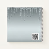 ゲストブックバースデーシルバー質感グリッターラグジュアリー ノートブック (裏面)