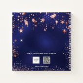 ゲストブックバースデーネイビーブルーバラ金ゴールド星名 ノートブック (裏面)