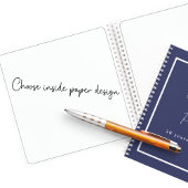 ゲストブックバースデーネイビーブルーホワイトネームシンプル ノートブック