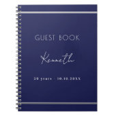ゲストブックバースデーネイビーブルーミニマリスト ノートブック (正面)