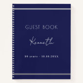 ゲストブックバースデーネイビーブルーミニマリスト ノートブック (正面)