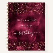 ゲストブックバースデーバーガンディバラ金ゴールド ノートブック (正面)