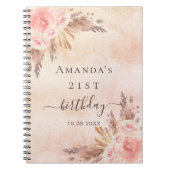 ゲストブックバースデーパンパスグラスバラ金ゴールド ノートブック (正面)