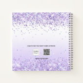 ゲストブックバースデーパーティーバイオレットホワイトグリッター ノートブック (裏面)