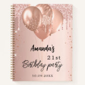 ゲストブックバースデーパーティーバラ金ゴールド赤面バルーン ノートブック (正面)