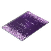 ゲストブックバースデーパープルグリッター名 ノートブック (左側)