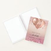 ゲストブックバースデーピンクローズ金ゴールドグリッター ノートブック (内部)