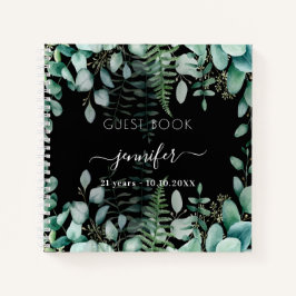 ゲストブックバースデーブラックユーカリプトゥスウッドランド ノートブック