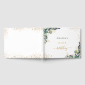 ゲストブックバースデーユーカリ緑のグリッター ゲストブック (全面)