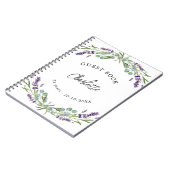 ゲストブックバースデーラベンダーバイオレットユーカリ ノートブック (左側)