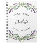 ゲストブックバースデーラベンダーバイオレットユーカリ ノートブック (正面)