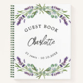 ゲストブックバースデーラベンダーバイオレットユーカリ ノートブック (正面)