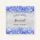 ゲストブックバースデー王室のシルバーブルーグリッター名 ノートブック (正面)