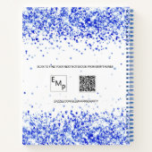 ゲストブックバースデー王室のタブルーホワイト紙吹雪 ノートブック (裏面)