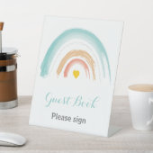 ゲストブックパステルリトルレインボーバースデーパーティー 台座サイン (インサイチュ)