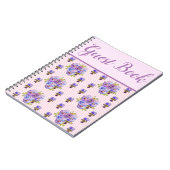 ゲストブックパンシーシャビーパープルヴィンテージフローラ ノートブック (左側)