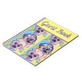 ゲストブックパンシーパープルフラワーウォーターカラーアート ノートブック (左側)