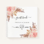 ゲストブックパンパスグラスバラ金ゴールド結婚ズ ノートブック (正面)