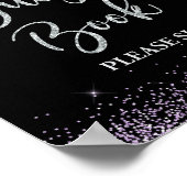 ゲストブックパーティーサインパープル&シルバー紙吹雪 ポスター (角)