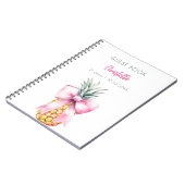ゲストブックピンクボウパイナップルバースデーパーティー ノートブック (左側)