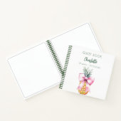 ゲストブックピンクボウパイナップルバースデーパーティー ノートブック (内部)