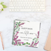 ゲストブックピンクラベンダーの緑ミセス結婚ズ ノートブック