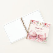 ゲストブックファーストコミューニオンピンクボウクリーム花模様 ノートブック (内部)