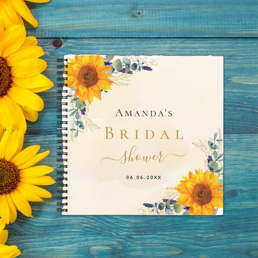 ゲストブックブライダルシャワーひまわりユーカリ ノートブック