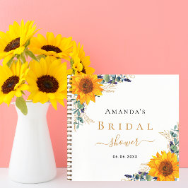 ゲストブックブライダルシャワーひまわりユーカリ ノートブック