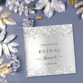 ゲストブックブライダルシャワーシルバーグリッタースパークルズ ノートブック