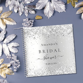 ゲストブックブライダルシャワーシルバーグリッタースパークルズ ノートブック