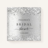 ゲストブックブライダルシャワーシルバーグリッタースパークルズ ノートブック (正面)