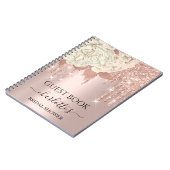ゲストブックブライダルシャワーバラアイボリーグリッタードリンク ノートブック (左側)