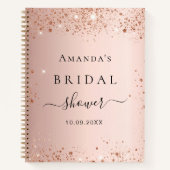 ゲストブックブライダルシャワーバラ金ゴールドスパーク ノートブック (正面)