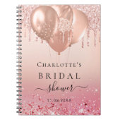 ゲストブックブライダルシャワーバラ金ゴールドピンクバルーン ノートブック (正面)