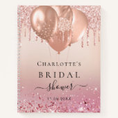 ゲストブックブライダルシャワーバラ金ゴールドピンクバルーン ノートブック (正面)