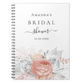 ゲストブックブライダルシャワーバラ金ゴールドフローラ銀 ノートブック (正面)