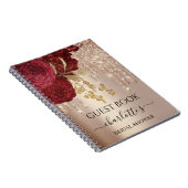 ゲストブックブライダルシャワーバラ金ゴールドレッドドリップ ノートブック (右側)