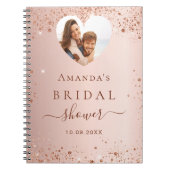 ゲストブックブライダルシャワーバラ金ゴールド写真ハート ノートブック (正面)