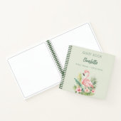 ゲストブックブライダルシャワーピンクフラミンゴセージグリーン ノートブック (内部)