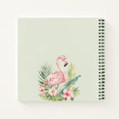 ゲストブックブライダルシャワーピンクフラミンゴセージグリーン ノートブック (裏面)