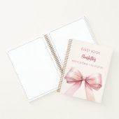 ゲストブックブライダルシャワーピンクボウクリームベージュ ノートブック (内部)